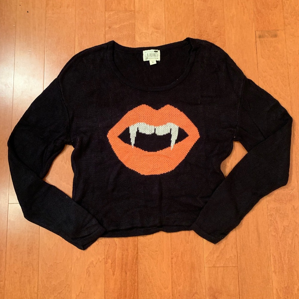 LA Hearts Vampire Lips Kiss Sweater